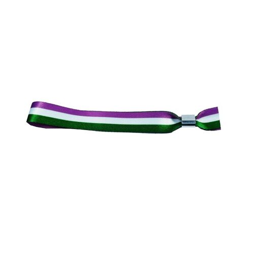 PULSERA . BANDERA FRANJA MORADO BLANCO Y VERDE P245