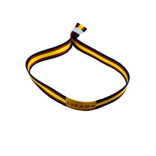 PULSERA . ESPAÑA CON BANDERA DE ESPAÑA Y FRANJA NEGRA P207