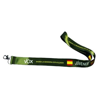 LANYARD . CINTA CUELLO VOX PARTIDO POLITICO DE ESPAÑA AHORA LA BANDERA ESTA ALZADA C040