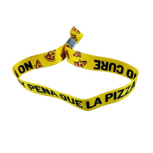 PULSERA . NO HAY PENA QUE LA PIZZA NO CURE AMARILLO P477