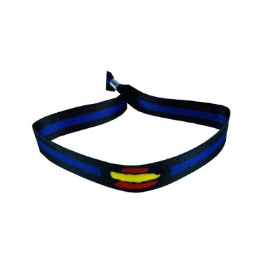 PULSERA . BANDERA DE ESPAÑA CON FRANJA AZUL Y NEGRO P374