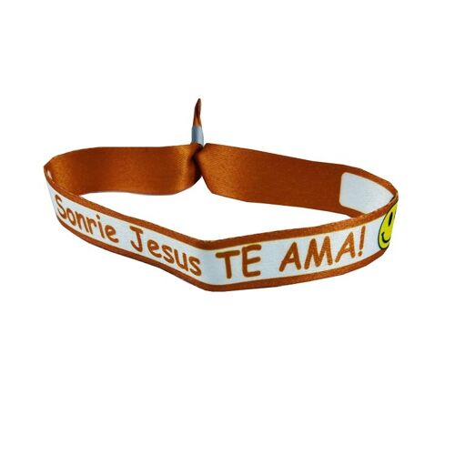 PULSERA . SONRIE JESUS TE AMA! NARANJA P534