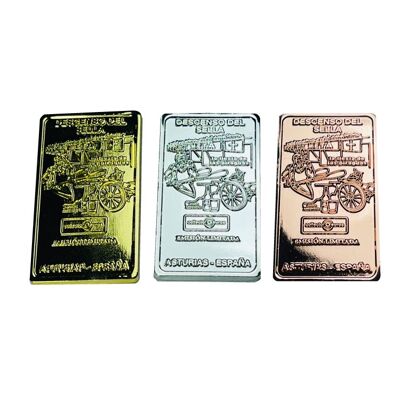 INGOT. – 0 EUROS SOUVENIR COLLECTOR – DESCENT OF THE SELLA - GOLD, SILVER AND BRONZE