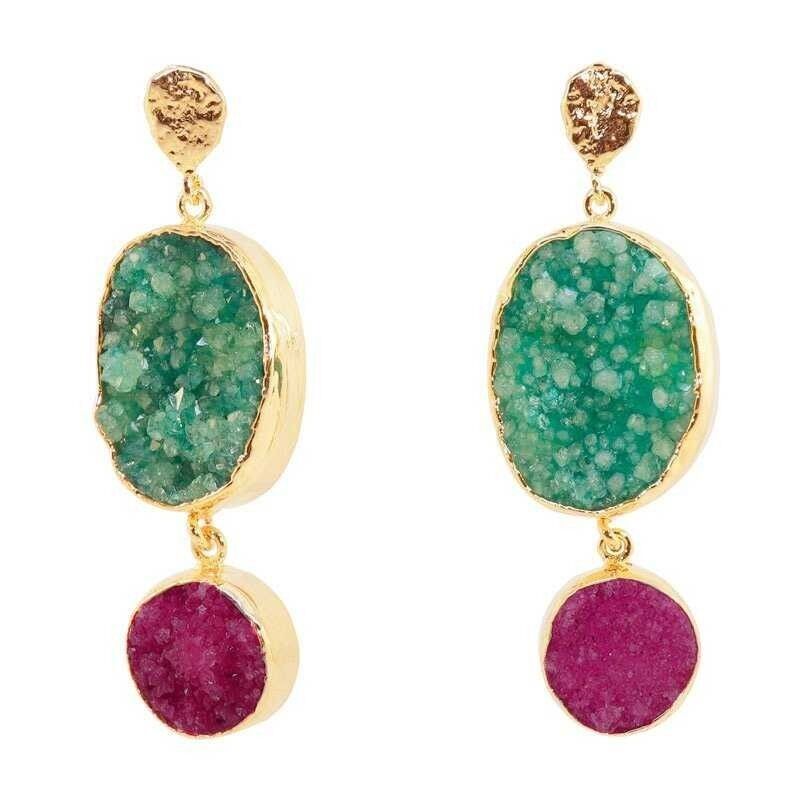 ORECCHINI SAPHIRO VERDE E FUCSIA