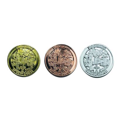 TOKEN . 25MM – COLLECTOR 0 EUROS SOUVENIR – OVIEDO ORIGEN DEL CAMINO - ORO, PLATA Y BRONCE