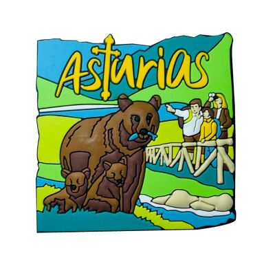 PVC MAGNET. ASTURIAS BEAR EATING FISH - IM088