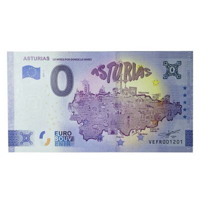 TICKET . ASTURIAS MAP - ASTURIAS - SPAIN -2021 - EURO SOUVENIR - NORMAL