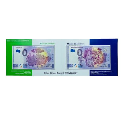 ORDNER ANZEIGEN . 0-EURO-BANKNOTEN - ASTURIEN-KARTE UND ASTURIEN-JUBILÄUMSBERGBAU