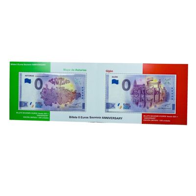 ORDNER ANZEIGEN . 0-EURO-BANKNOTEN - KARTE VON ASTURIEN UND JUBILÄUM VON GIJON
