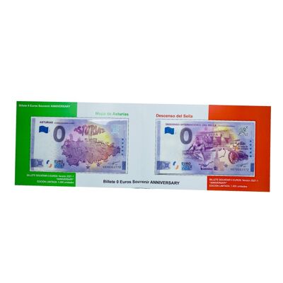 DISPLAY FOLDER . 0 EUROS BANKNOTES - MAP OF ASTURIAS AND DESCENT OF THE SELLA ANNIVERSARY