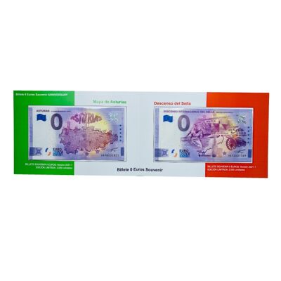 DISPLAY FOLDER . 0 EUROS BANKNOTES - MAP OF ASTURIAS AND DESCENT OF THE SELLA