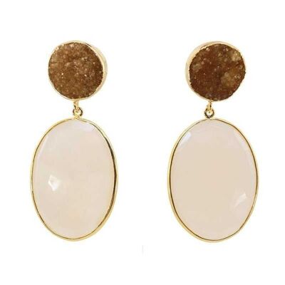 BROWN AND CREAM WHITE TOULOUSE EARRINGS