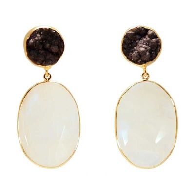 TOULOUSE BLACK AND MOONSTONE EARRINGS