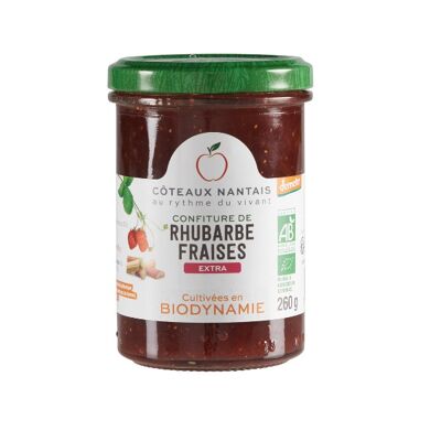 Confiture rhubarbe fraises Bio Demeter - 260g