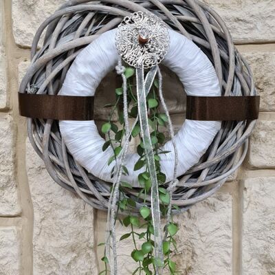 Wall wreath No.97 door wreath natural 30 cm with white...