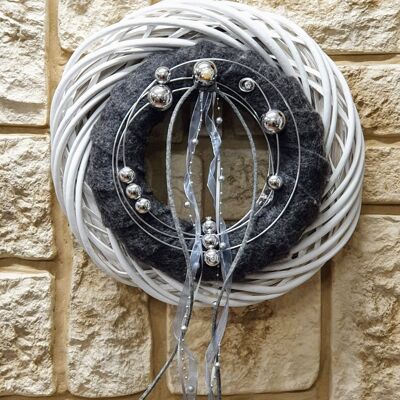 Porte couronne murale n°89 double couronne 35 cm blanc...