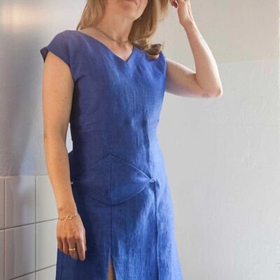 Blue linen dress