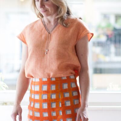 Orange linen blouse