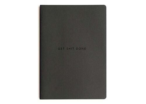 MiGoals | Get Shit Done To-Do-List Notebook (minimal) - BLACK + BLACK A5