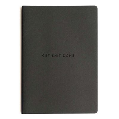 MiGoals | Get Shit Done To-Do-List Notebook (minimal) - BLACK + BLACK A5