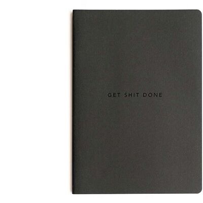 MiGoals | Get Shit Done To-Do-List Notebook (minimal) - BLACK + BLACK A5