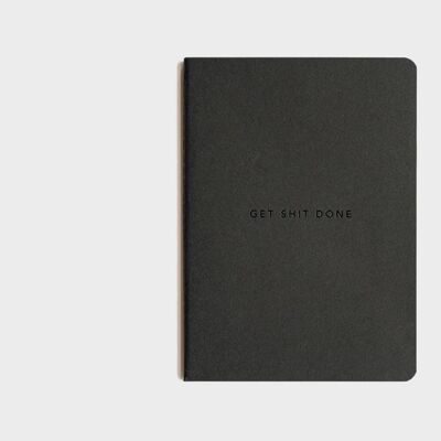 MiObjetivos | Get Shit Done To-Do-List Notebook (mínimo) - BLACK + BLACK DOT GRID