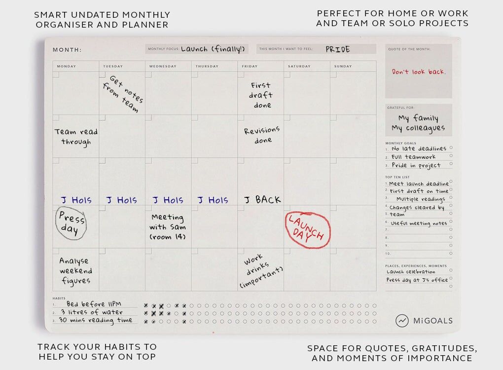 MiGoals | Sous-main Mensuel