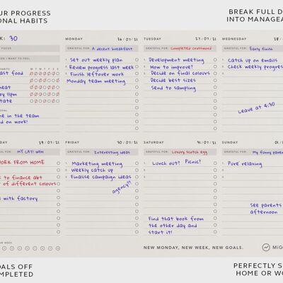 MiGoals Desk Pad Weekly To-Do-List A4