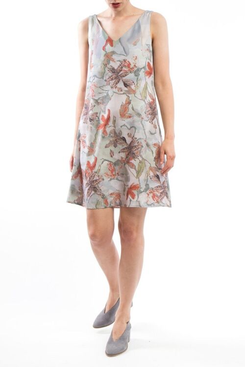 V-Ausschnitt Sommerkleid mit floralem Muster
