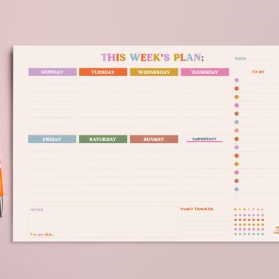 A4 Weekly Planner Pad with Habit Tracker | You Got This
