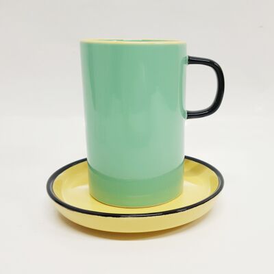 Tazza con piattino verde retrò 150 ml