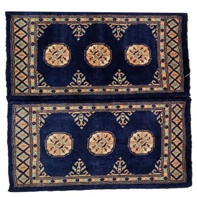 Bokhara handgeknüpfte blaue Holzkohle Wollmatte