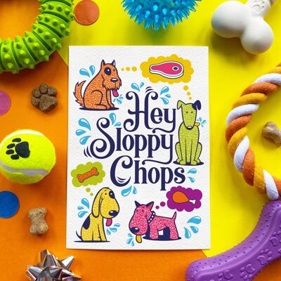 Edible greeting card for dogs - Sloppy Chops - bacon flavour