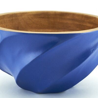 Wooden bowl "HELIX" royal blue, size L (Øxh) 25cmx13cm