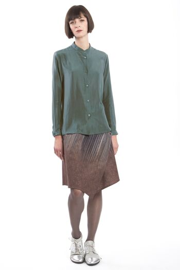 Blouse col montant gris irisé 1