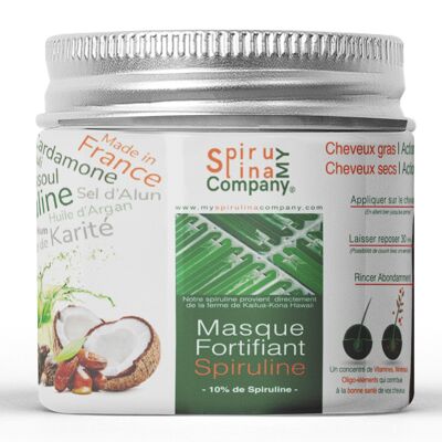 MySpirulinaCompany® | Maschera per capelli fortificante | 10% Spirulina | naturale | Capelli grassi | 250 ml | Fatto in Francia