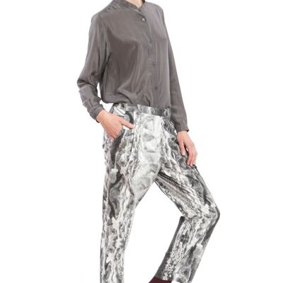 Pantalon plissé motif glace