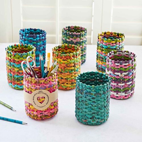 Round Recycled Newspaper Pencil Holder