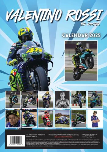 Calendrier 2025 Valentino Rossi pilote moto 3