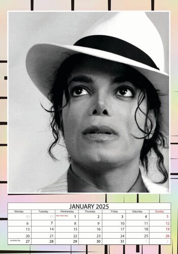 Calendrier 2025 Michael Jackson chanteur pop 2