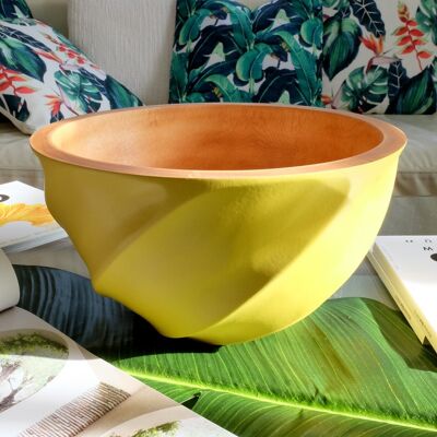 Wooden bowl "HELIX" bamboo yellow, size XL (Øxh) 30cmx15cm