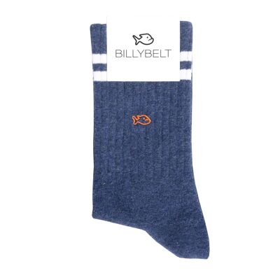 Retro-Socken aus gekämmter Baumwolle – Blau