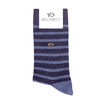 Chaussettes coton rayures larges Chiné / Bleu 1