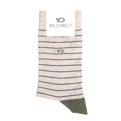 Fine striped cotton socks Heather / Navy