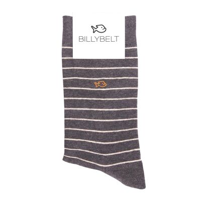 Fine striped cotton socks Gray / Beige