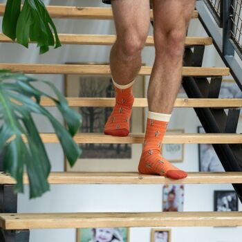 Chaussettes coton Cactus orange 2