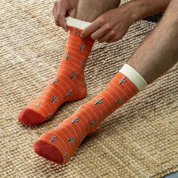 Chaussettes coton Cactus orange 3