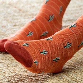 Chaussettes coton Cactus orange 5