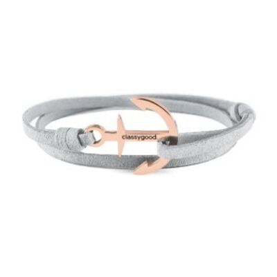 Anker Armband Classy Anchor Bracelet Roségold – Leder grau