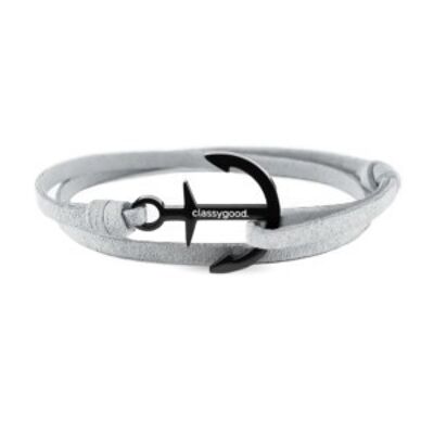 Anker Armband Classy Anchor Bracelet Schwarz – Leder grau